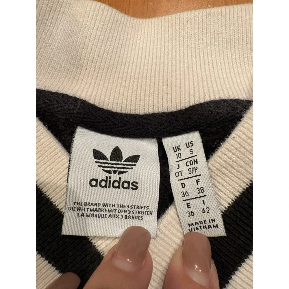 Adidas Originals Mens S Black V-Neck Fleece Pullover Sweatshirt Logo